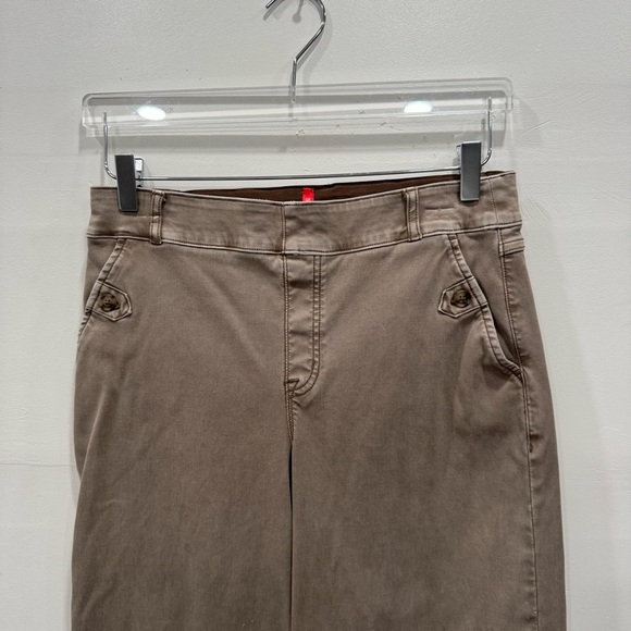 Spanx High Rise Stretch Twill Cropped Wide Leg Pants Tan Large - Picture 2 of 8